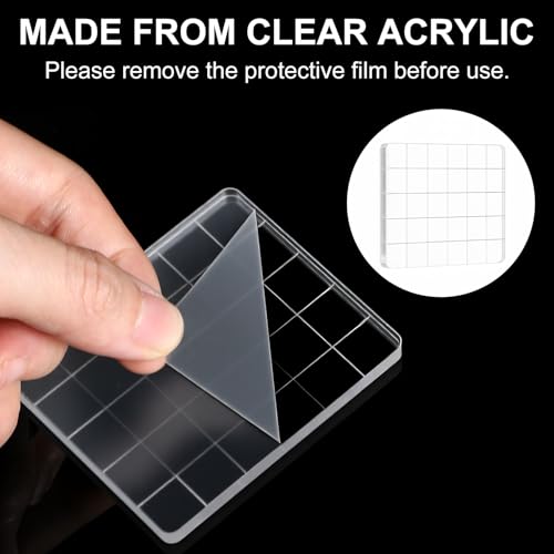8 Stück Acryl Stempelblock Set,5 Größen Acrylblock Stempel mit Gitterlinien,Transparent Acrylblock Stempel Stanzblöcke,Silikonstempel für Weihnachten Basteln Hochzeit Karten Scrapbooking Fotoalbum