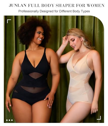 Junlan Shapewear Bodysuit for Women Seamless Body Shaper Tummy Control Waist Trainer Vest Shaping Leotard Tops