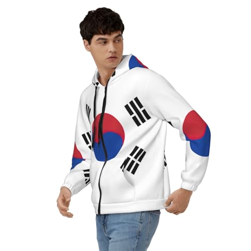 Sweat à capuche thermique homme veste zippée ample imprimé Corée du Sud - 4