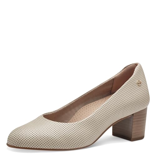 Tamaris Comfort Damen Pumps aus Leder mit Blockabsatz, Beige (Ivory), 38 EU