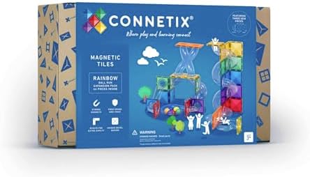 CONNETIX Magnetic Tiles Rainbow Ball Run Expansion Pack, 66 Piece...