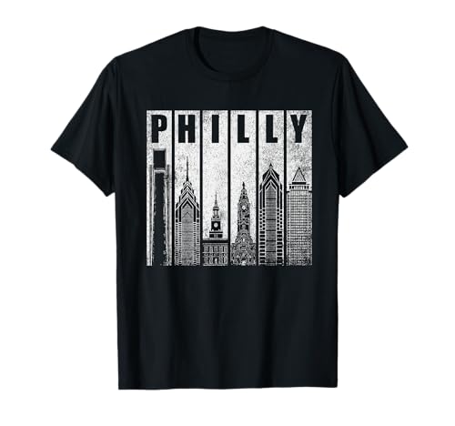 Philly Retro Philadelphia Skyline Philly City Distressed T-Shirt