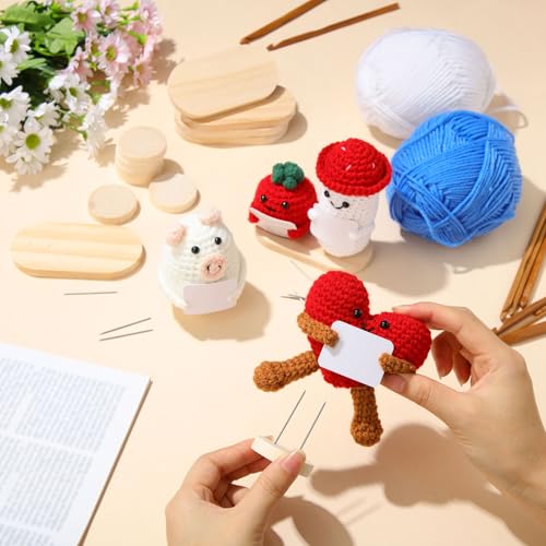 Image of Threehoney 24 Pcs Crochet Doll Stand 4 Styles Wooden Knitted Display Single and Dual Needle Knitted Doll Display Stand for Animal Toy Wooden Base Support for Action Figure