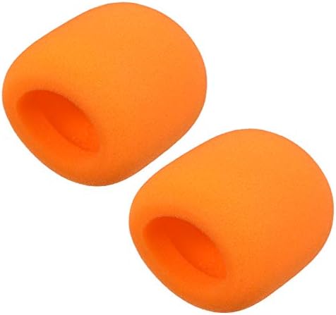 uxcell 2PCS Thicken Ball-Type Sponge Foam Mic Cover Handheld Microphone Windscreen Shield Protection Orange for KTV Broadcasting image 3