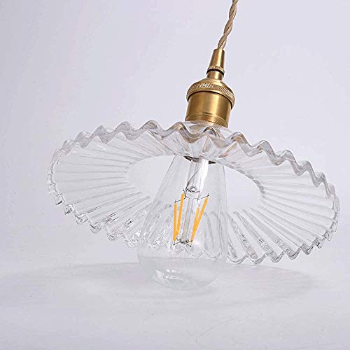 Plafonnier suspension laiton et verre vert de style industriel rétro E27 - 6