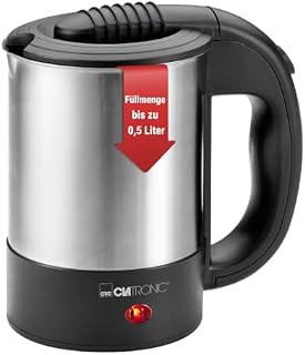 Clatronic WKR 3624 podróżny czajnik elektryczny, inox, czarny