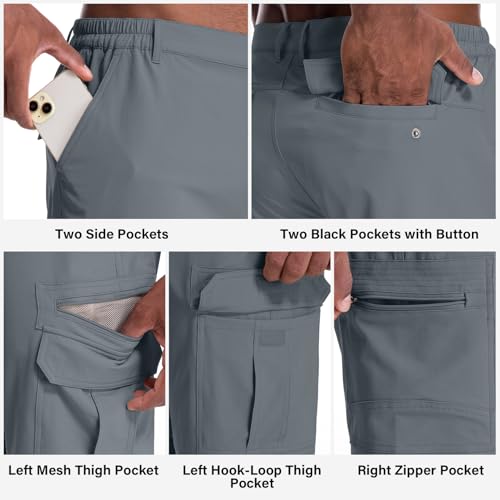 Image of Jessie Kidden Mens Cargo Shorts Expandable Waist Quick Dry Hiking Shorts