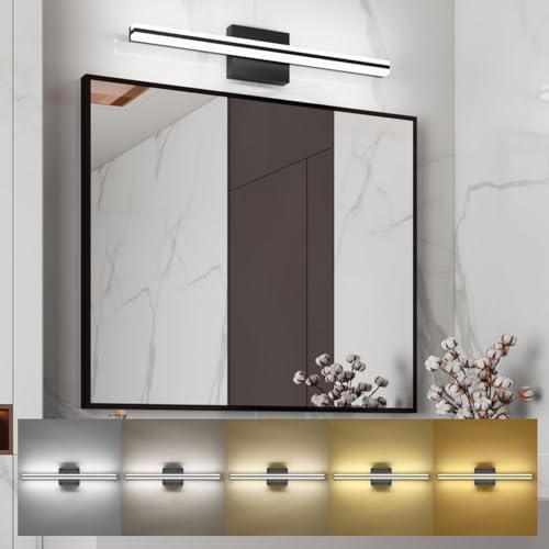 Image of SOLFART Bathroom Light Fixtures Over Mirror Dimmable 5CCT Modern LED Black Vanity Light 24 Inch Wall Lights