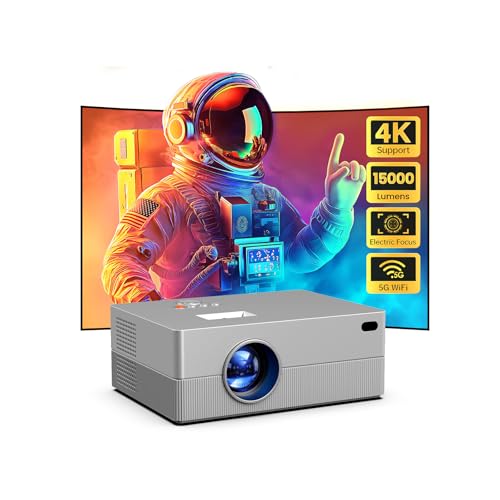 Image of [Electric Focus] Mini Projector with WiFi and Bluetooth, Native 1080P Portable Projector Supported 4K, 15000L Outdoor Projector for Home Theater, Compatible with iOS, Android, TV Stick, HDMI, USB
