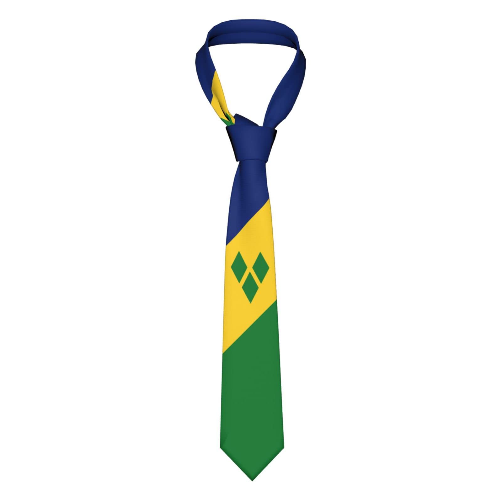 DABOYOZHZH Saint Vincent And The Grenadines Flag Emblem Striped Necktie Men'S Neck Ties Mens Party Business Neckties Soft Skil Tie