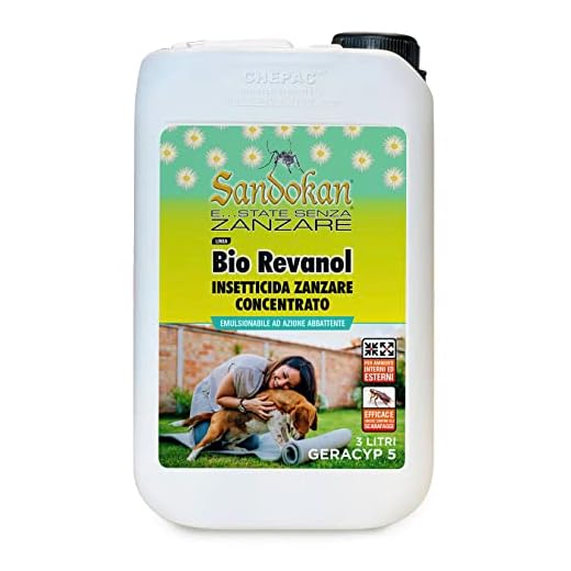 Sandokan Insetticida Concentrato Abbattente Bio Revanol Formula PLUS 10% 3L adatto contro zanzare e insetti volanti e striscianti Azione immediata per giardini prati e siepi