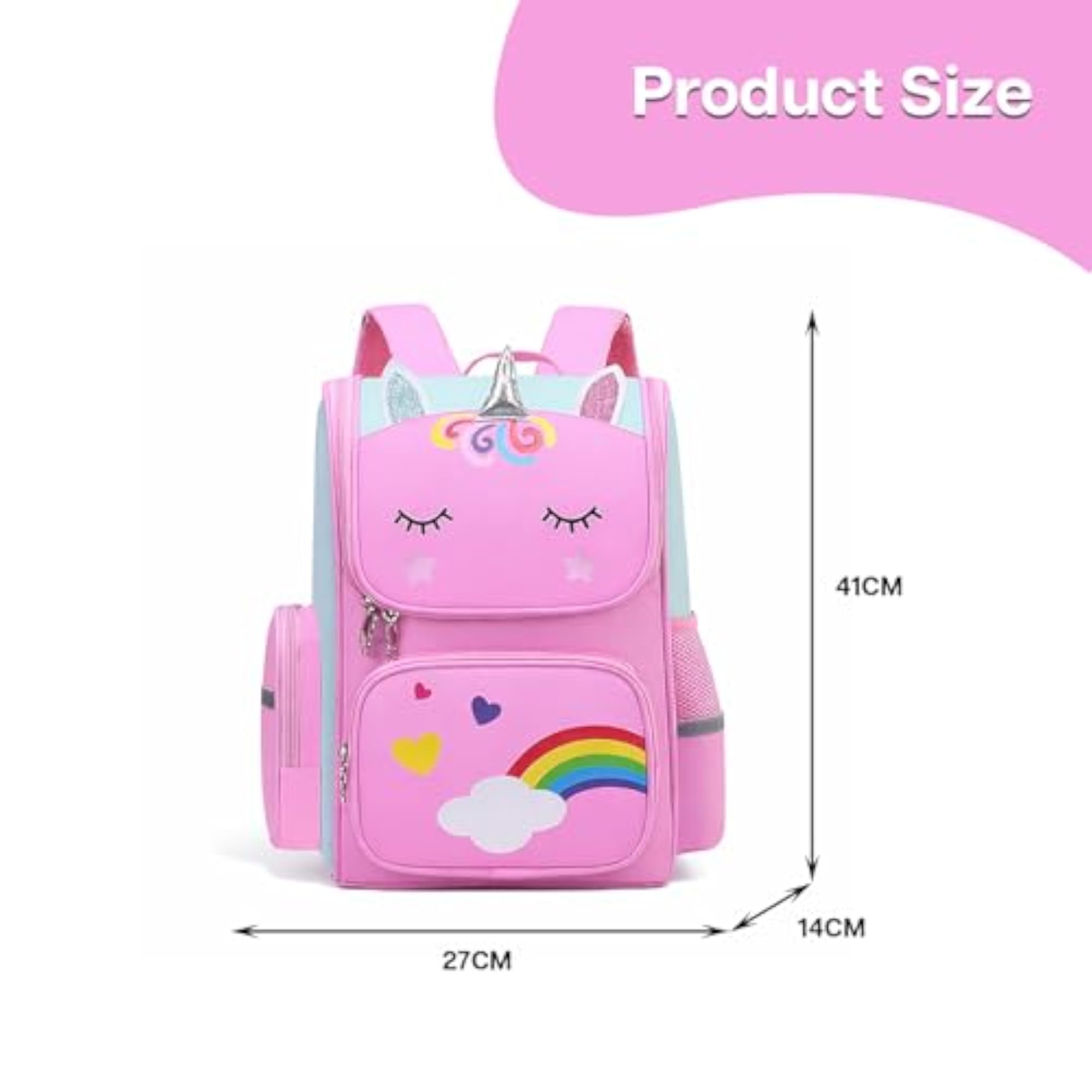Kids' Cute Unicorn Design Lightweight Waterproof School Backpack
