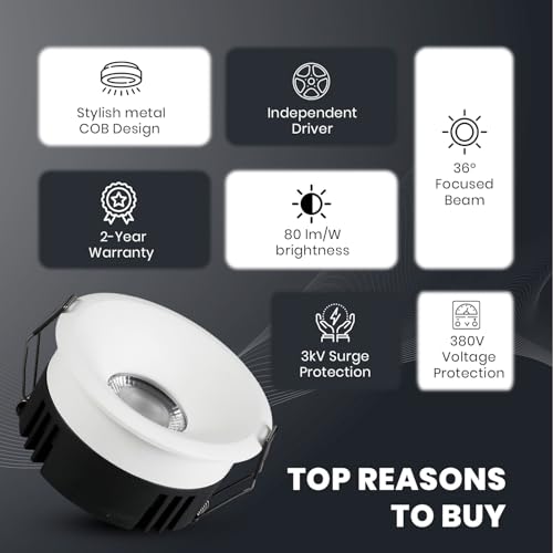 Image of Havells Crysta Deco Cob 18W 4K White,Led-Spotlights,Energy Efficient,Long Life of 25000 Burning Hours,Beam Angle of 36,Metal Body Cob with Independent Driver,Natural Daylight (4000K) Pack of 10
