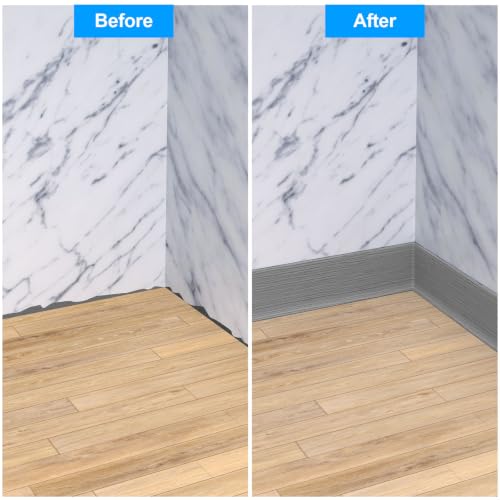 Duzzy Flexible Baseboard Molding Trim, 6 Inch(W) x 60 Feet(L) Peel and Stick Rubber Wall Trim Molding, Self-Adhesive Vinyl Wall Base Cove Base by Duzzy - Used condition - Image 3