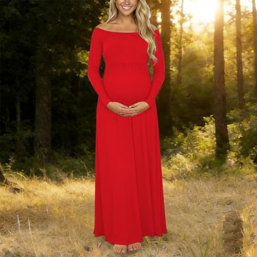 Robe de maternité haut de gamme à épaules dénudées chic - 2