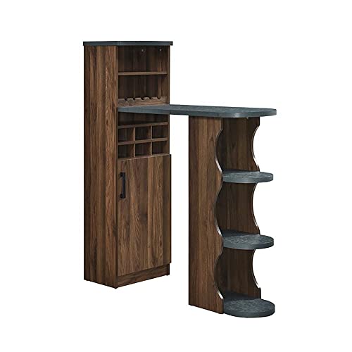 دانوب هوم خزانة نبيذ من اندريه | خزانة تنظيم بار منزلية متينة | اثاث بتصميم عصري لغرفة الطعام وغرفة المعيشة والمطبخ طول 120.6 × عرض 43 × ارتفاع 140 سم - بلوط كولومبيا / بازلت