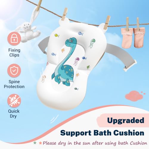 Image of AVIDOR Baby Bathtub,Collapsible Bathtub for Newborn to Toddler,Durable Essential Infant Bath Tub,Portable Travel Baby Tub with Soft Bath Net,No-Slip Feet and Dinosaur Shaped (Pink)