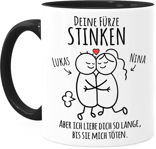 Tassenliebling® Pärchen Tasse personalisiert - Deine Fürze stinken - Lustiges Geschenk für ihn zum Jahrestag - Geschenk Jahrestag für Männer - Liebesgeschenke Partner Freund Mann - Valentinstag Cover