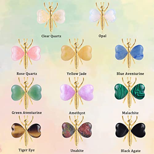 Yanxyad 7Pcs Heart Shaped Stones Natural Crystal Stones Butterfly Decor, Exquisite And Hand-Made Decorations Suitable For Birthday, Party, Wedding And Festival (7, Golden) #TOP6
