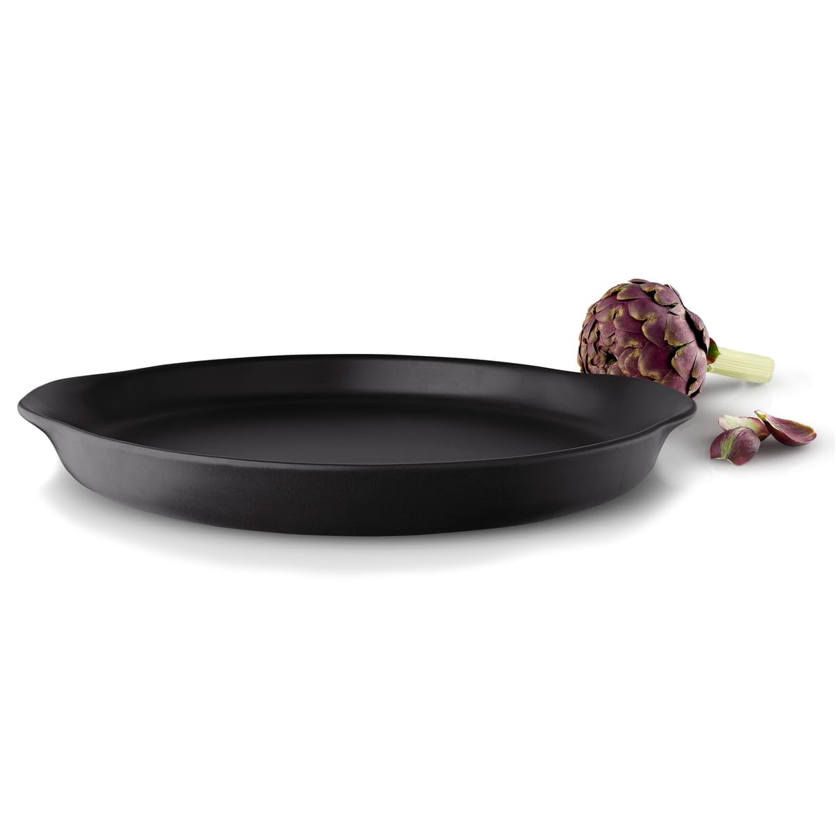 EVA SOLO | Assiette Ovale 32cm | Cuisine Nordique | Lot de 4 | Noir | Grès