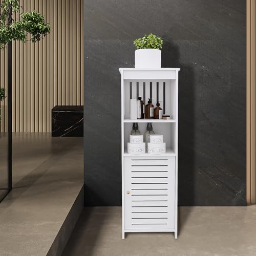 HUOLE Mobile da Bagno, Armadietto da bagno impermeabile, bianco a pavimento, per riporre oggetti per la casa, per WC, camera da letto, cucina, soggiorno, Stile Moderno,80 * 20 * 25cm Bianco