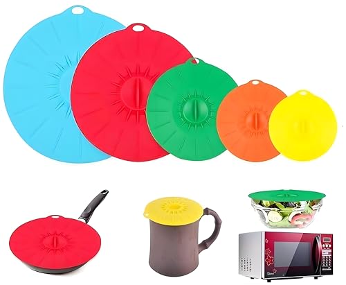 6 Coperchi In Silicone Riutilizzabili Per Ciotole E Contenitori: Misure Assortite, Antiperdita, Adatti A Microonde, Frigo E Lavastoviglie, Beige