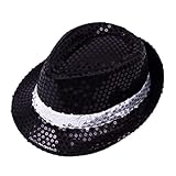 Generisch Glitzernder Pailletten-Zylinderhut für Kinderaufführungen Tanzpartys Bühnenshows als Kostümzubehör (Black, One Size)