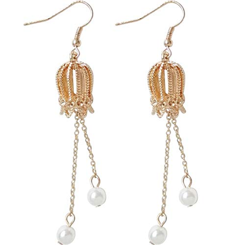 Preisvergleich Produktbild Ohrringe,Schmuck Ohrringe - Temperament Perle Durchbrochene Laterne Blumen Student Ohrringe Vintage Metall Studentin Ohrclips Ohrringe