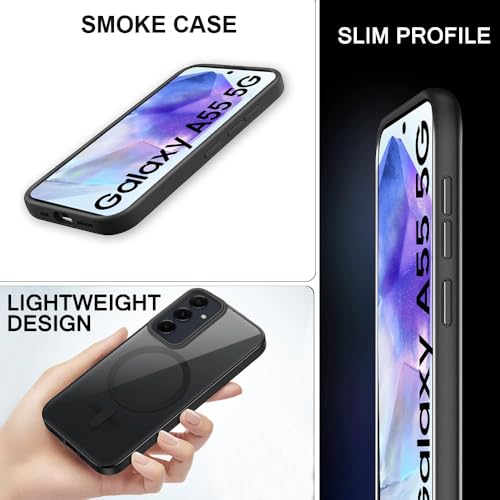 Image of SIZUKA Samsung A55 Magsafe Hard Back Case | Matte Design & 360 Protection | Military-Grade Samsung A55 Cover | Strong Magnet Back - Black