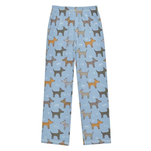ZZXXB Terrier Dogs Boys Long Pants Soft Trousers Elastic Waist Kids Lounge Bottoms with Pockets S-XL