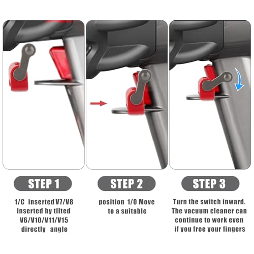 NQEUEPN 2pcs Vacuum Cleaner Trigger Lock for Dyson, On/Off Power Button Switch with Cleaning Brush Cordless Vacuum Control Clip Attachment Accessories Compatible with Dyson V7 V8 V10 V12 V15 - Image 3