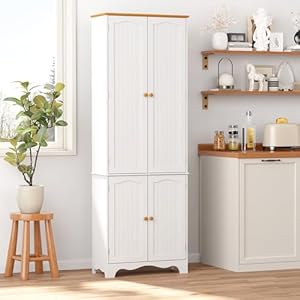 Yusong 72'' Tall Kitchen Pantry Cabinet, Freestanding Storage Cabinet with Doors and Shelves, Wooden Food Pantry Farmhouse Cupboard Buffet for Kitchen Dining Living Room, White Yusong 72 Tall Kitchen Pantry Cabinet Freestanding Storage Cabinet with Doors and Shelves Wooden Food Pantry Farmhouse Cupboard Buffet for Kitchen Dining Living Room White