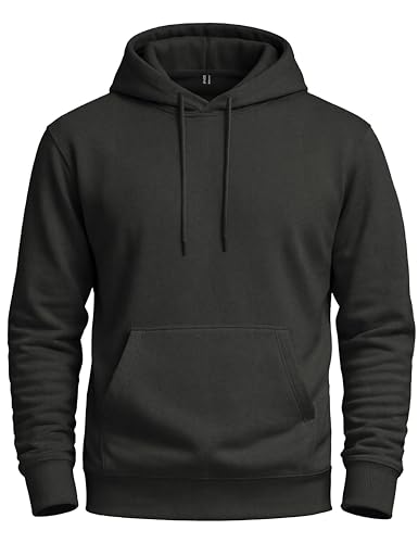 Gofeat Mens Fleece Hoodies Athletic Black Hooded Sweatshirt for Men Midweight Adult Fashion Hoodie Kangaroo Pocket 2026, Medium