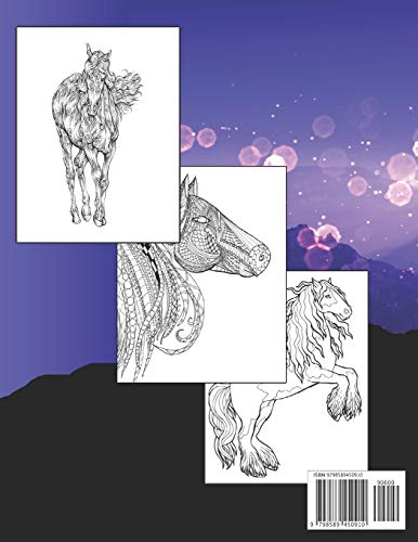Coloring Book Horses: Stress Relieving Coloring Book Horse 50 One Sided Horses Designs Coloring Book