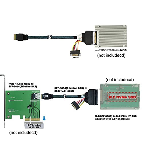 chenyang Cable PCIe 4.0 SFF-8654 a SFF-8639 con Audio SATA 0.5m miniatura 5