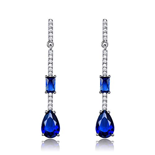 Boucles d'oreilles Pendantes en Saphir et Argent Hypoallergénique Contre les Irritations