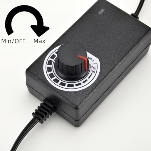 Tokatuker 123A-4 12V Pc Fan Speed Controller, Fan Power Supply 100-240V Ac To 3-12V Dc 36W Adjustable, With Fan Splitter Cable 4X 3Pin Or 4Pin Pwm Connector Ac Dc Adapter thumb #1