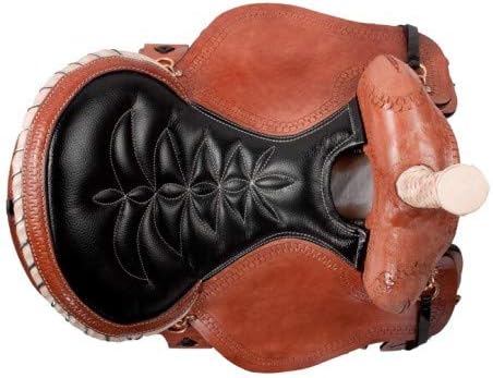 D&L Saddlery Leather Western Endurance Trail Horse Saddle Handmade Comfort with Horn Equestrian Horseback Riding Tack, Matching Headstall,Breast Collar,Reins Size:14"-18" inches Seat, M09