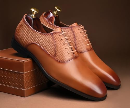 Image of LOUIS STITCH Men's Italian Crust Leather Derby Shoes| Formal Lace-Up Shoes for Men | Perfect for Business, Formal & Parties | LSVX-EUPLDY