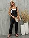 Gihuo Women's Fashion Baggy Loose Linen Overalls Jumpsuit Oversized Casual Sleeveless Rompers with Pockets (Black, XX-Large)