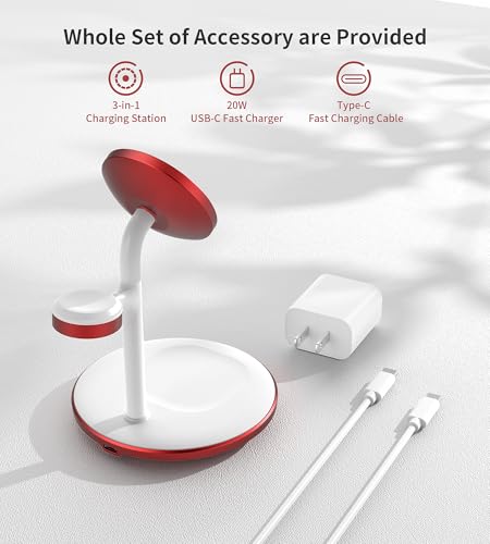 Image of XooFly 3 in 1 Magnetic Wireless Charging Station for Apple Devices,15W
