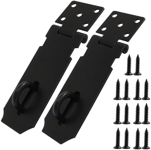 Verkelly 2 Pack 4 Inch Door Locks Hasp Latch, Stainless Steel Door Hasp Latch Lock, Safety Packlock Clasp Hasp Lock Latch with Screws(Black)