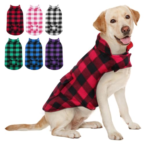 AOFITEE Reversible Dog Coat, Warm Dog Jacket Plaid Winter Coat for Dogs, Thick Padded Dog Vest for Winter Dog Snow Jacket Cold Weather Dog Coats with Leash Hole for Small Medium Large Dogs