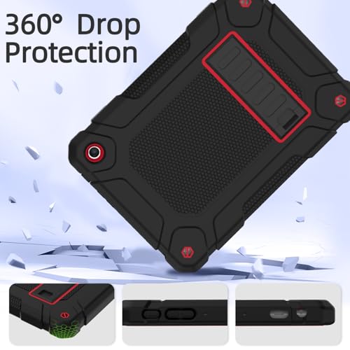 MENZO All-New Case for 8" Tablet, Slim Shockproof Rugged High Impact Protective Case with Kickstand, Black+Red by MENZO - Image 3