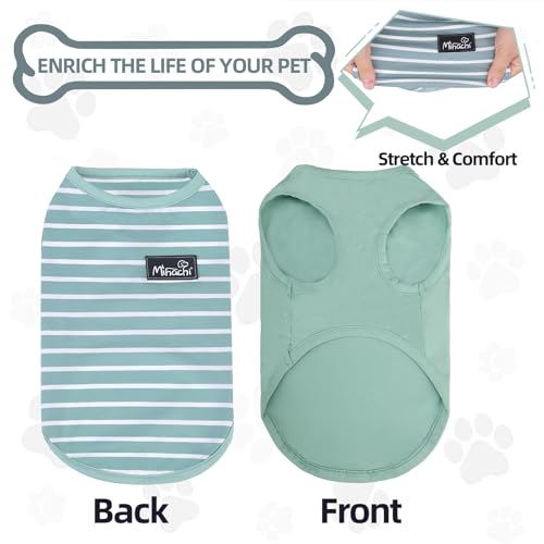 Image of MIHACHI Dog Shirts Cotton Striped T-Shirt, Summer Pet Clothes for Small Dogs, 2-Pack Soft Puppy Apparel Cat Tee, Sleeveless Lightweight, Quick Dry, Breathable,Stretchy, Blue S