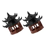 OFFSCH 2 Stuks Micro Landschap Tuinhuisje Stenen Pagode Tuinbeeld Zen-tuinbeeld Thuis Zen-tuinpaviljoenmodellen Pagode Standbeeld Buiten Miniatuur Pagodebeeld Plastic Dubbele Laag Metaal