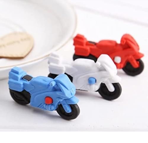 Image of (Bike Erasers 4 Pcs) Cute 3D Motorcycle Bike Shape Rubber Pencil Erasers, Stationery for Kids School Boys Girls, Birthday Return Gifts(QS2), Multi-Color