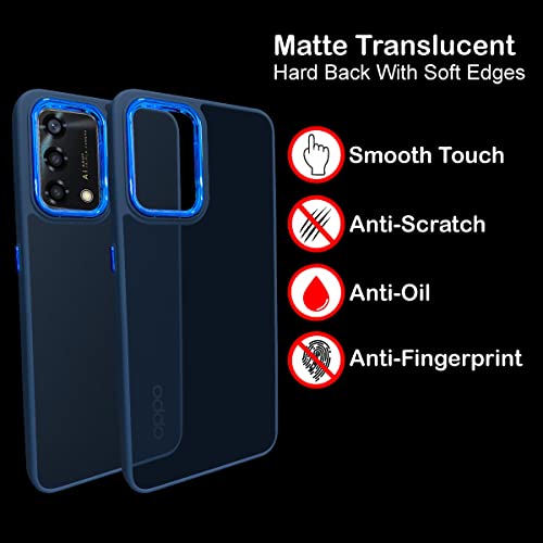 Image of A rtistque Frosted Translucent Back Cover Case for Oppo F19 / F19s | Electroplated Chrome Ring | Raised Camera Edges for Protection | Smooth Sides TPU - Blue