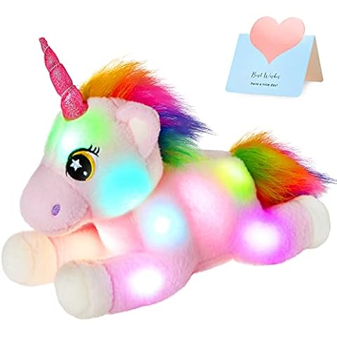 BSTAOFY Big Light up Pink Unicorn Stuffed Animal LED Unicorn Soft Plush Toy Birthday Valentines Christmas for Kids Girls 16.5‘’ Cover