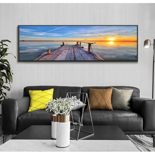 Toile mouette coucher de soleil 55x165 cm tableau decoration salon